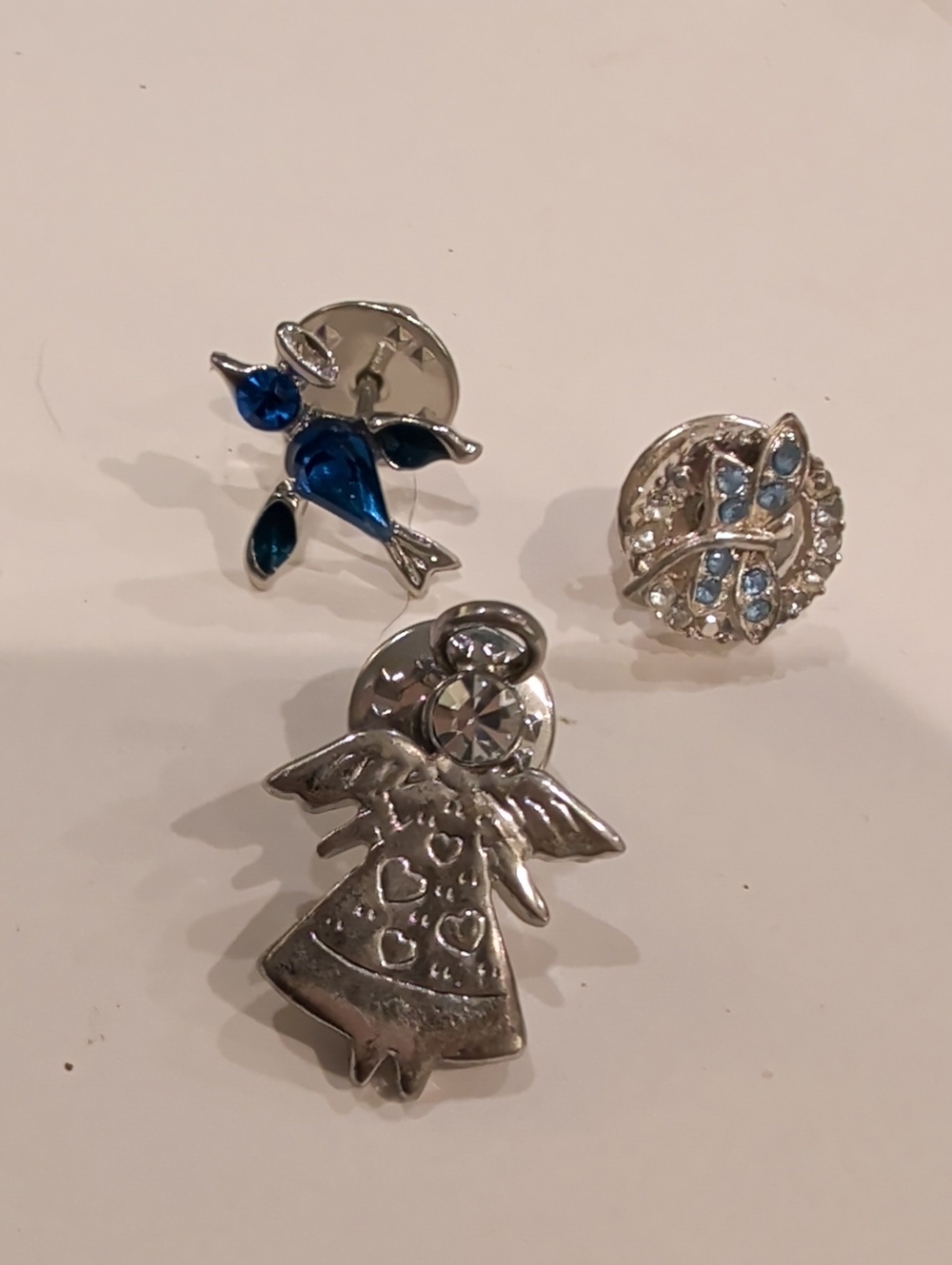 Silver Angel and Blue Crystal Brooch Set - Women Jewelry Brooches